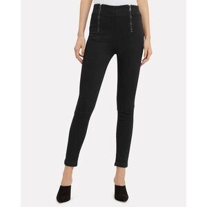 Frame Double Zip Paneled Black High Waisted Skinny‎ Jeans 33